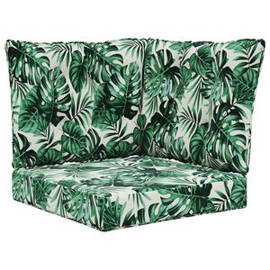 vidaXL Coj&iacute;n para sof&aacute; de exterior 3 pcs Patr&oacute;n de hoja Poli&eacute;ster