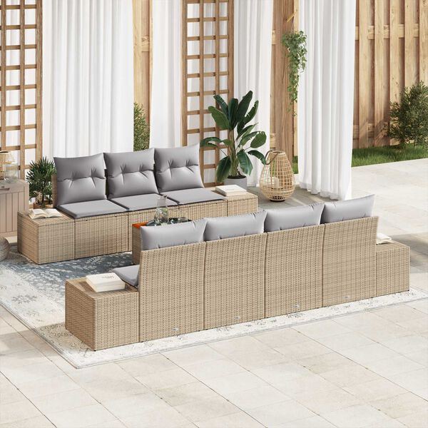 vidaXL Conjunto de sofá de jardín 8 pcs beige y gris claro