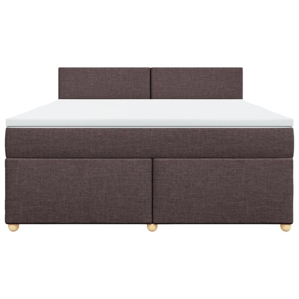 vidaXL Cama box spring con colch&oacute;n tela marr&oacute;n oscuro 180x200 cm