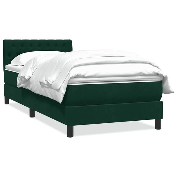 vidaXL Cama box spring con colch&oacute;n terciopelo verde oscuro 80x210 cm
