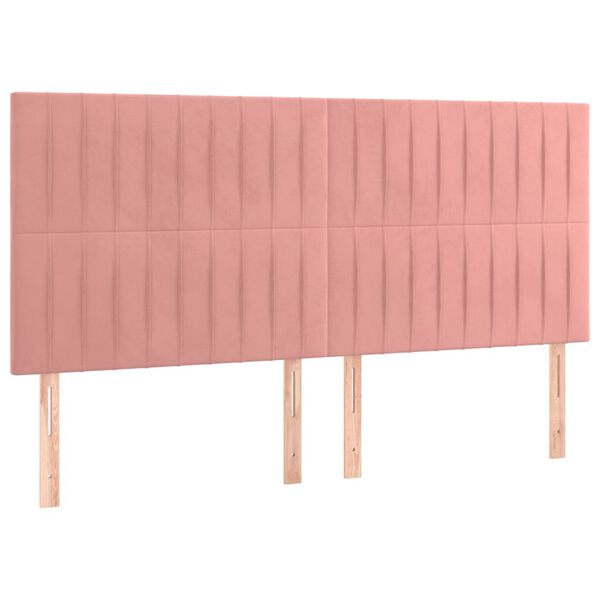 vidaXL Cabecero de cama rosa 180x5x118/128 cm Terciopelo