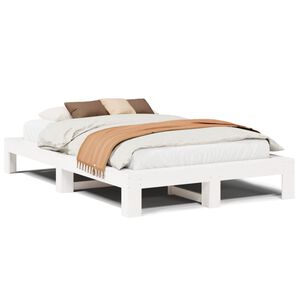 vidaXL Estructura de cama sin colch&oacute;n madera de pino blanco 135x190 cm