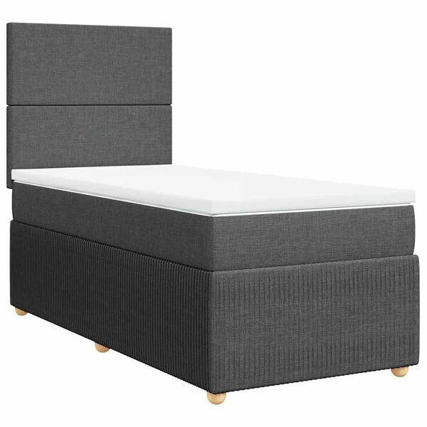 vidaXL Cama box spring con colch&oacute;n tela gris oscuro 100x200 cm