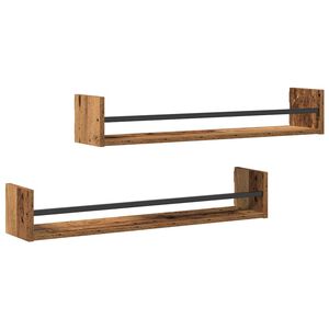 vidaXL Estante de pared 2 pcs Madera vieja 80 x 16 x 14 cm
