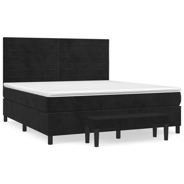 vidaXL Cama box spring con colch&oacute;n terciopelo negro 180x200 cm