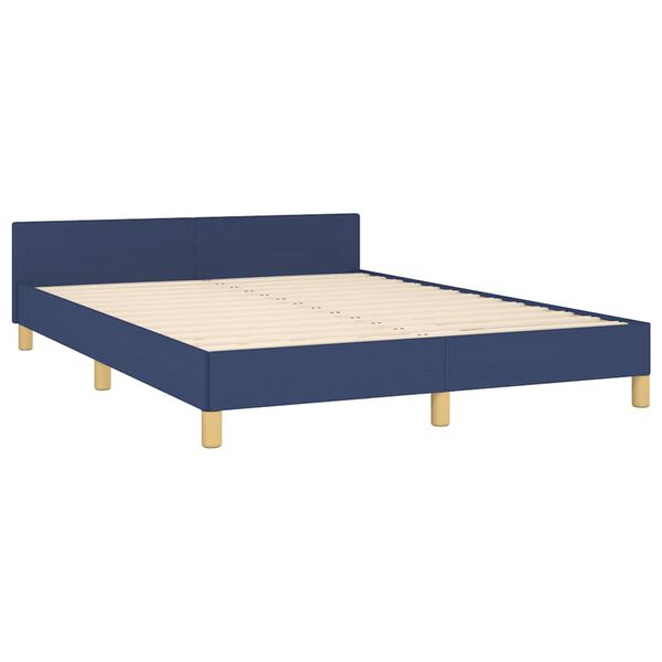 vidaXL Estructura de cama con cabecero sin colchón tela azul 140x190cm