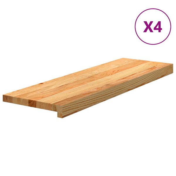 vidaXL Pelda&ntilde;os de escalera 4 uds madera maciza roble marr&oacute;n claro