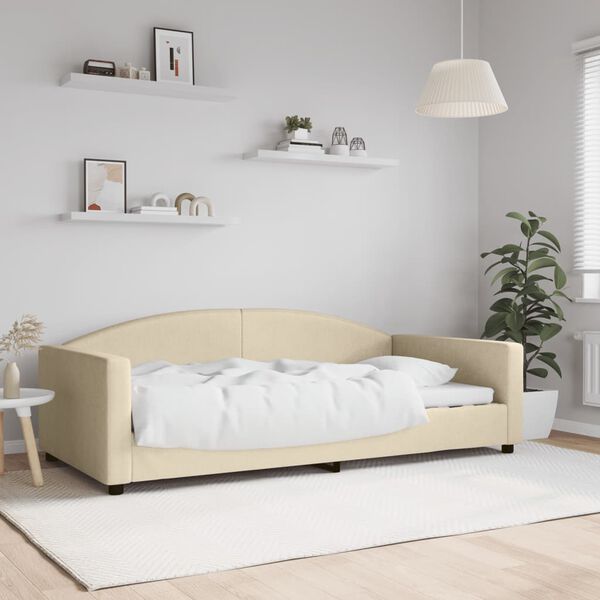 vidaXL Sof&aacute; cama sin colch&oacute;n tela crema 100x200 cm