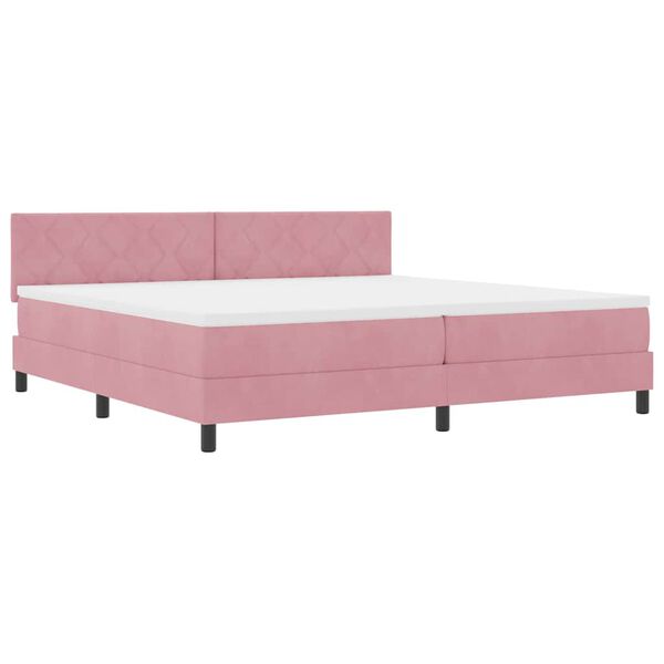 vidaXL Cama tipo Box Spring con colch&oacute;n Rosa 200 x 200 cm Terciopelo