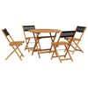 vidaXL Set de comedor jard&iacute;n 5 pzas polipropileno madera maciza negro