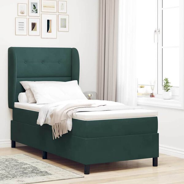 vidaXL Cama tipo Box Spring Verde oscuro 200 x 80 cm Poli&eacute;ster