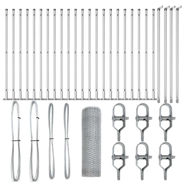 vidaXL Poste de Valla Plateado 50 x 0,6 m (malla de 25 mm) Acero