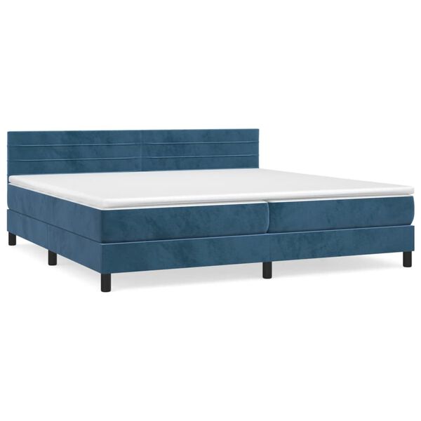 vidaXL Cama box spring con colch&oacute;n terciopelo azul oscuro 200x200 cm