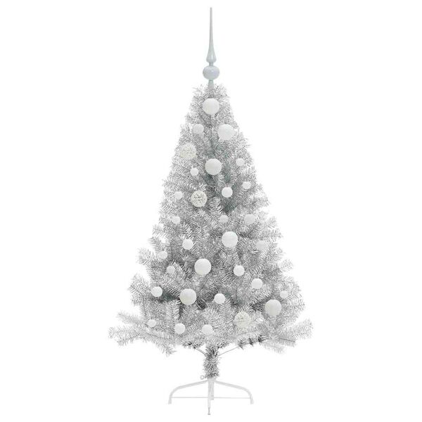 vidaXL &Aacute;rbol de Navidad Artificial Preiluminado Plateado 120 cm PET