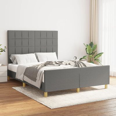 vidaXL Estructura de cama con cabecero de tela gris oscuro 140x190 cm