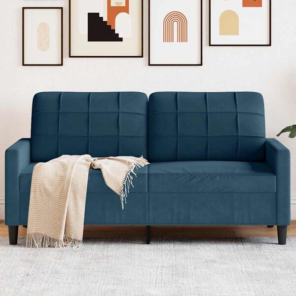 vidaXL Sof&aacute; de 2 plazas terciopelo azul 140 cm