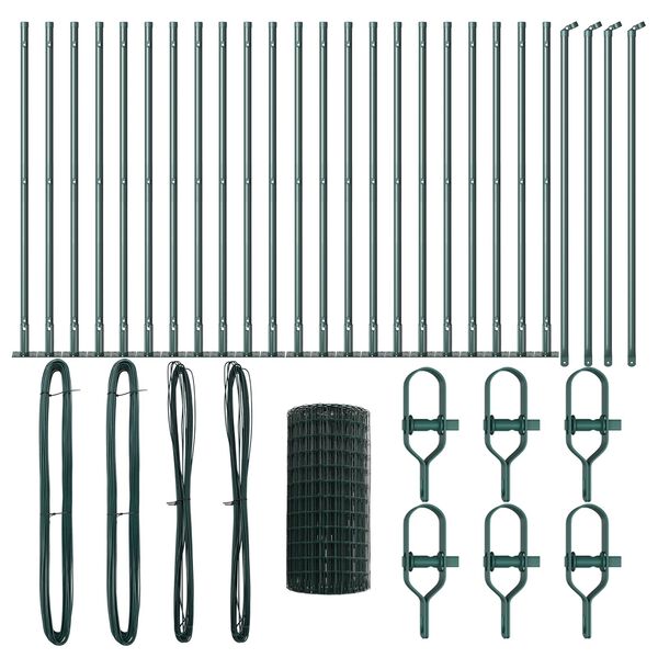 vidaXL Valla con Poste Verde 0,4 x 50 m Acero y PVC