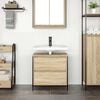 vidaXL Mueble de baño con lavabo y cajones roble Sonoma 60x34,5x60 cm