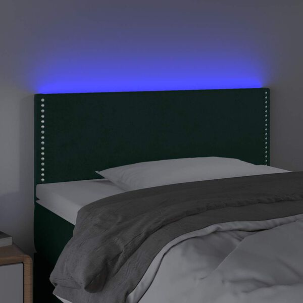 vidaXL Cabecero con LED de terciopelo verde oscuro 90x5x78/88 cm