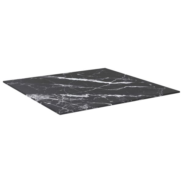 vidaXL Tablero mesa diseño mármol vidrio templado negro 60x60 cm 6 mm