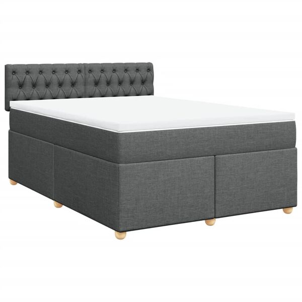 vidaXL Cama box spring con colchón tela gris oscuro 160x200 cm