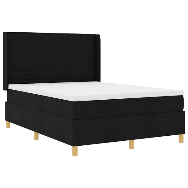 vidaXL Cama tipo Box Spring con colch&oacute;n Negro 140 x 200 cm tela