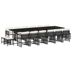 vidaXL Set de muebles jard&iacute;n 17 pzas con cojines rat&aacute;n sint&eacute;tico negro