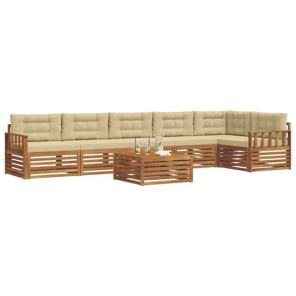 vidaXL Conjunto de sof&aacute;s de exterior con coj&iacute;n 7 pcs Natural y Beige