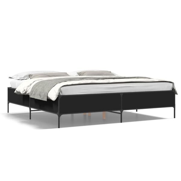 vidaXL Estructura de cama madera de ingenier&iacute;a y metal negro 200x200cm