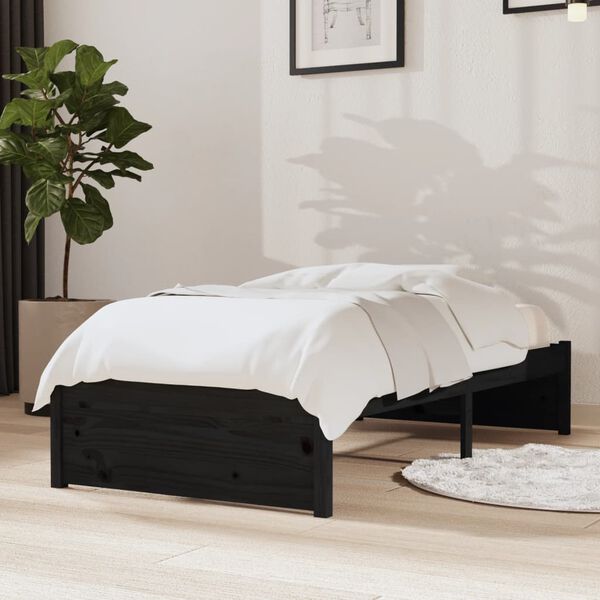 vidaXL Estructura de cama sin colchón madera maciza negro 75x190 cm