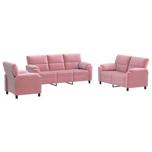 vidaXL Juego de Sof&aacute; 3 pcs Rosa Terciopelo