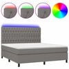 vidaXL Cama box spring colch&oacute;n y luces LED tela gris oscuro 160x200 cm