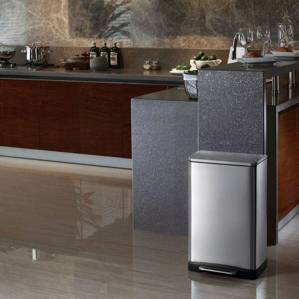 EKO Cubo de pedal E-Cube 40 L plateado mate