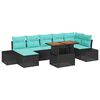 vidaXL Conjunto de sof&aacute; de jard&iacute;n 8 uds. Negro y Verde Azulado