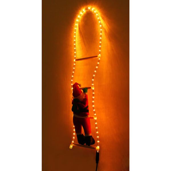 3 Pap&aacute; Noel En Escaleras Tubo Luminoso Decoraci&oacute;n 80cm