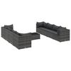 vidaXL Set de muebles de jardín 9 pzas y cojines ratán sintético gris