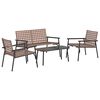 vidaXL Conjunto de Comedor de Jard&iacute;n 4 uds. Marr&oacute;n rat&aacute;n sint&eacute;tico