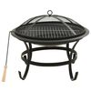 vidaXL Brasero y barbacoa 2 en 1 con atizador acero 56x56x49 cm