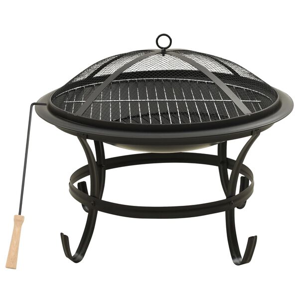 vidaXL Brasero y barbacoa 2 en 1 con atizador acero 56x56x49 cm