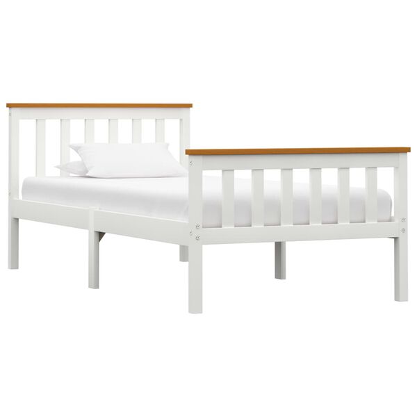 vidaXL Estructura de cama sin colch&oacute;n madera de pino blanco 100x200 cm