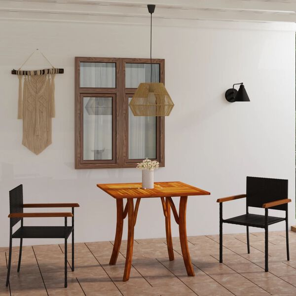 vidaXL Juego de comedor para jard&iacute;n 3 piezas negro