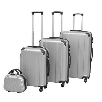 vidaXL Juego de maletas rígidas cuatro unidades plata