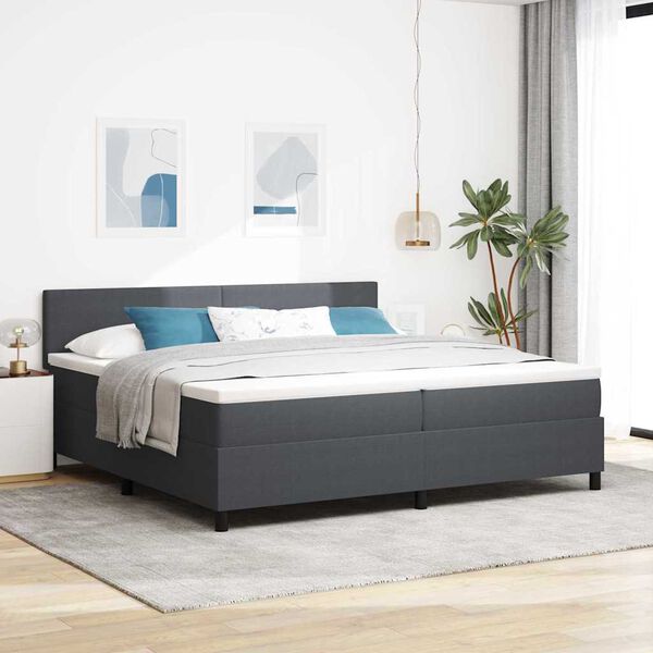vidaXL Cama tipo Box Spring Gris Oscuro y 200 x 200 cm Tela de Pana