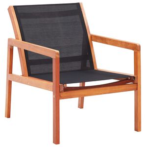 vidaXL Silla de jard&iacute;n madera maciza de eucalipto y textilene negro