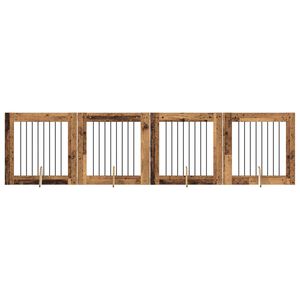 vidaXL Puerta de perro con soportes 4 pcs Madera envejecida 80 x 80 cm