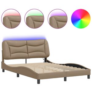 vidaXL Estructura de cama con LED sin colch&oacute;n Hvar capuchino 140x190 cm