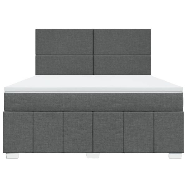 vidaXL Cama box spring con colch&oacute;n tela gris oscuro 180x200 cm