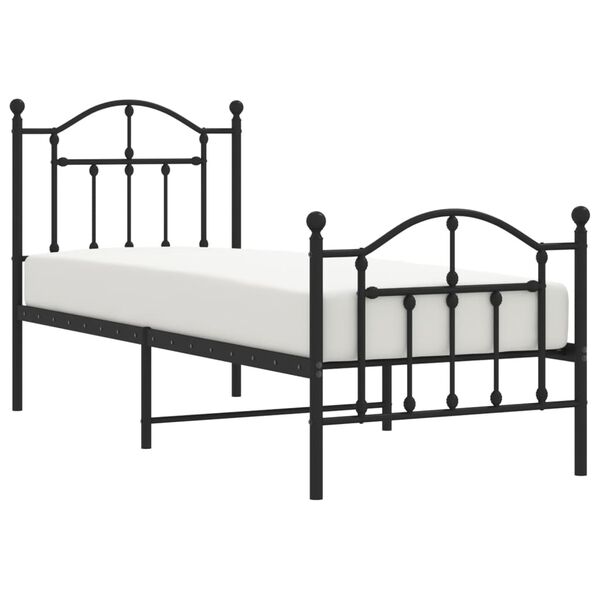 vidaXL Estructura cama sin colchón con estribo metal negro 75x190 cm
