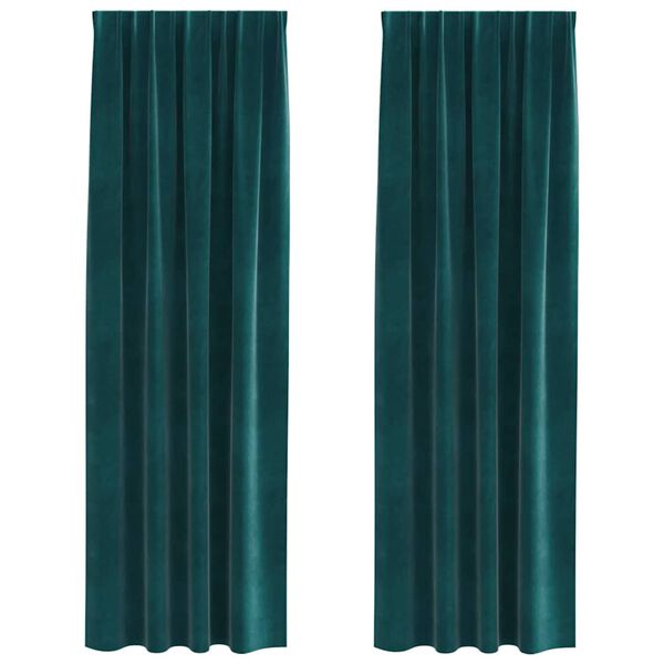 vidaXL Cortinas opacas 2 pcs Verde oscuro 140 x 225 cm Terciopelo