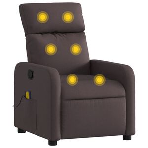 vidaXL Sill&oacute;n de masaje reclinable de tela marr&oacute;n oscuro